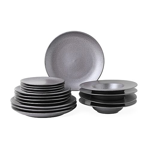 Stone Lain Valencia 16 Pc. Dinnerware Set, Service for 4 - Metallic Grey