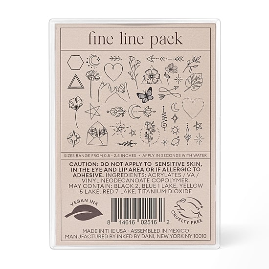 Inked By Dani Fine Line Temporary Tattoo Pack