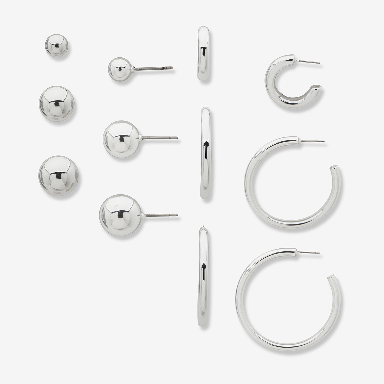 Worthington Silver Tone Womens 6 Pair Earring Set