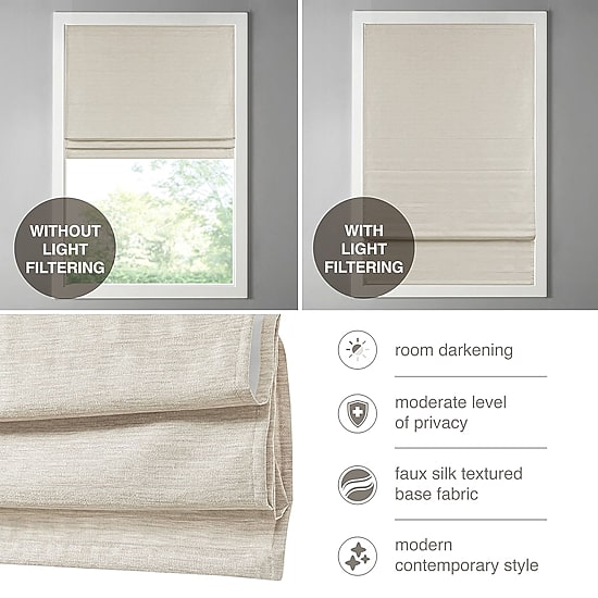 Madison Park Leighton Energy Saving Cordless Room Darkening Roman Shade