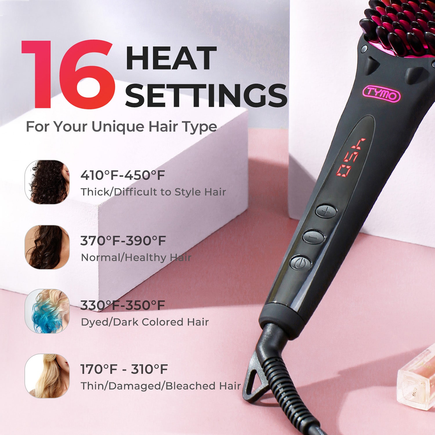 TYMO Ionic 30s Heat Up Hair Straightening Brush