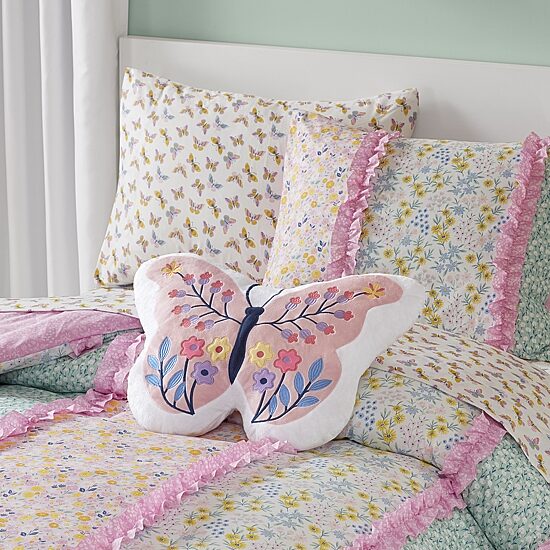 INK+IVY Kids Pink Butterfly Throw Pillow