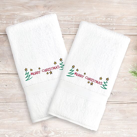 Linum Home Textiles Merry Christmas 2-pc. Hand Towel