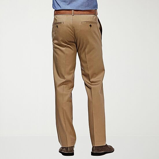 Haggar Premium No Iron Khaki Mens Comfort Waistband Straight Fit Flat Front Pant