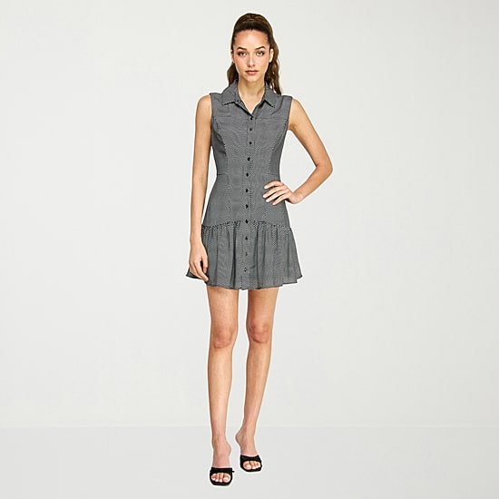 belle vie Womens Sleeveless Shirt Dress