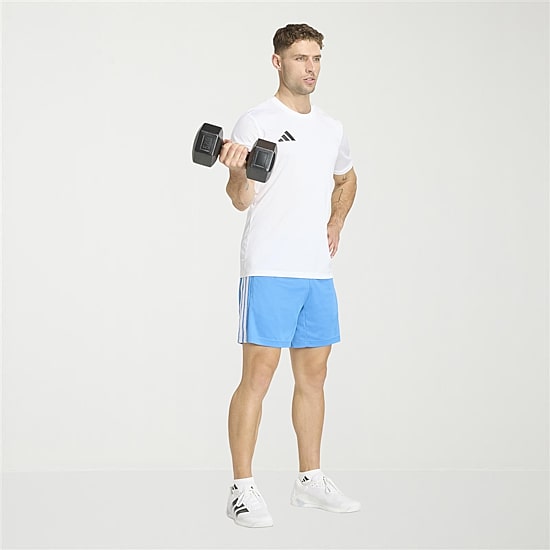 adidas Essentials 3 Stripe Pique Mens 7" Mid Rise Workout Shorts