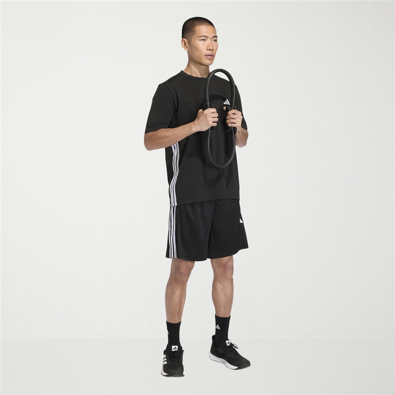 adidas Essential 3 Stripe Mens 9" Big and Tall Workout Shorts