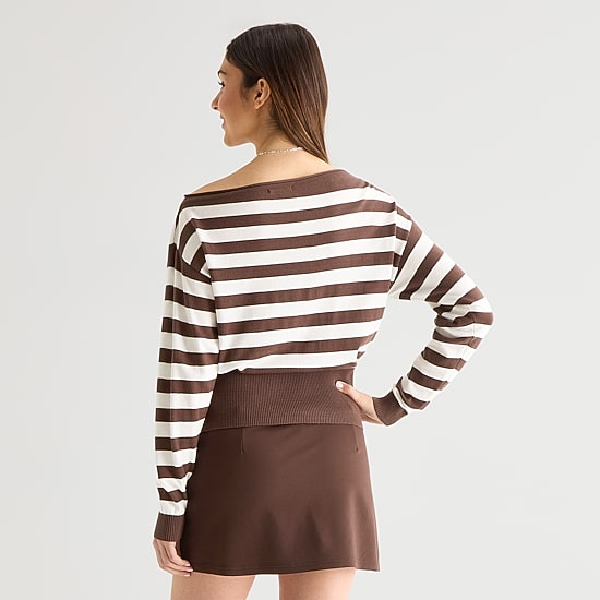 Forever 21 Juniors Womens Asymmetrical Neck Long Sleeve Pullover Sweater