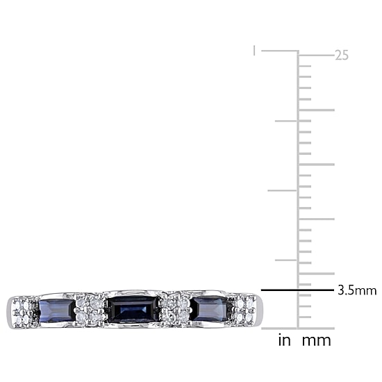 Womens 2MM Diamond Accent Genuine Blue Sapphire 10K Gold Band