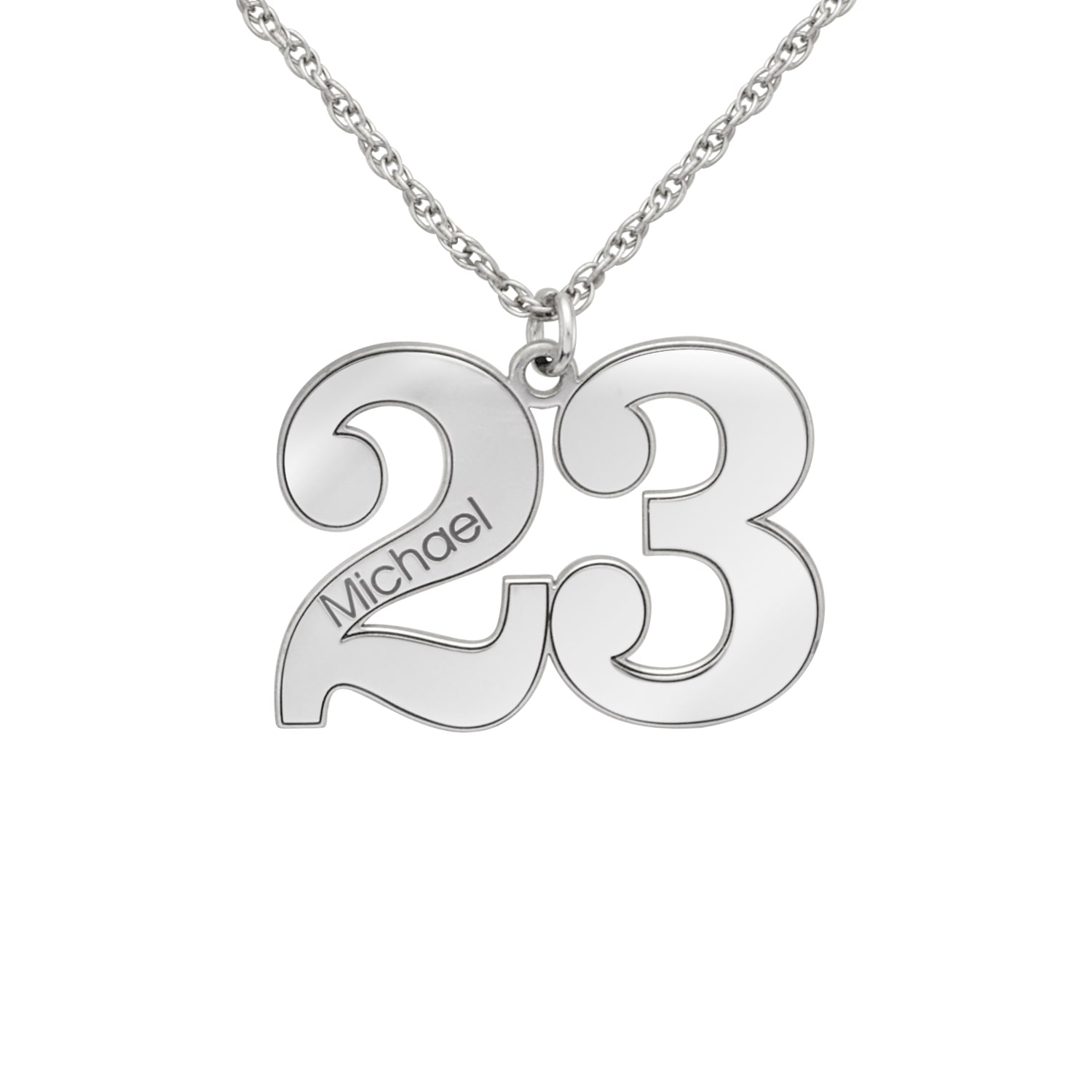 Personalized Womens Sterling Silver 18 Inch Pendant Necklace