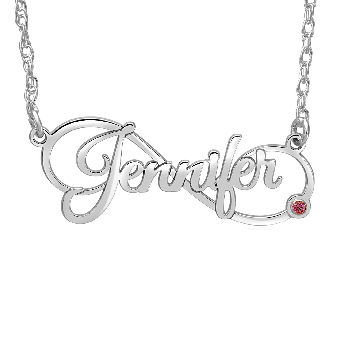 Personalized Womens Simulated Sterling Silver 18 Inch Pendant Necklace