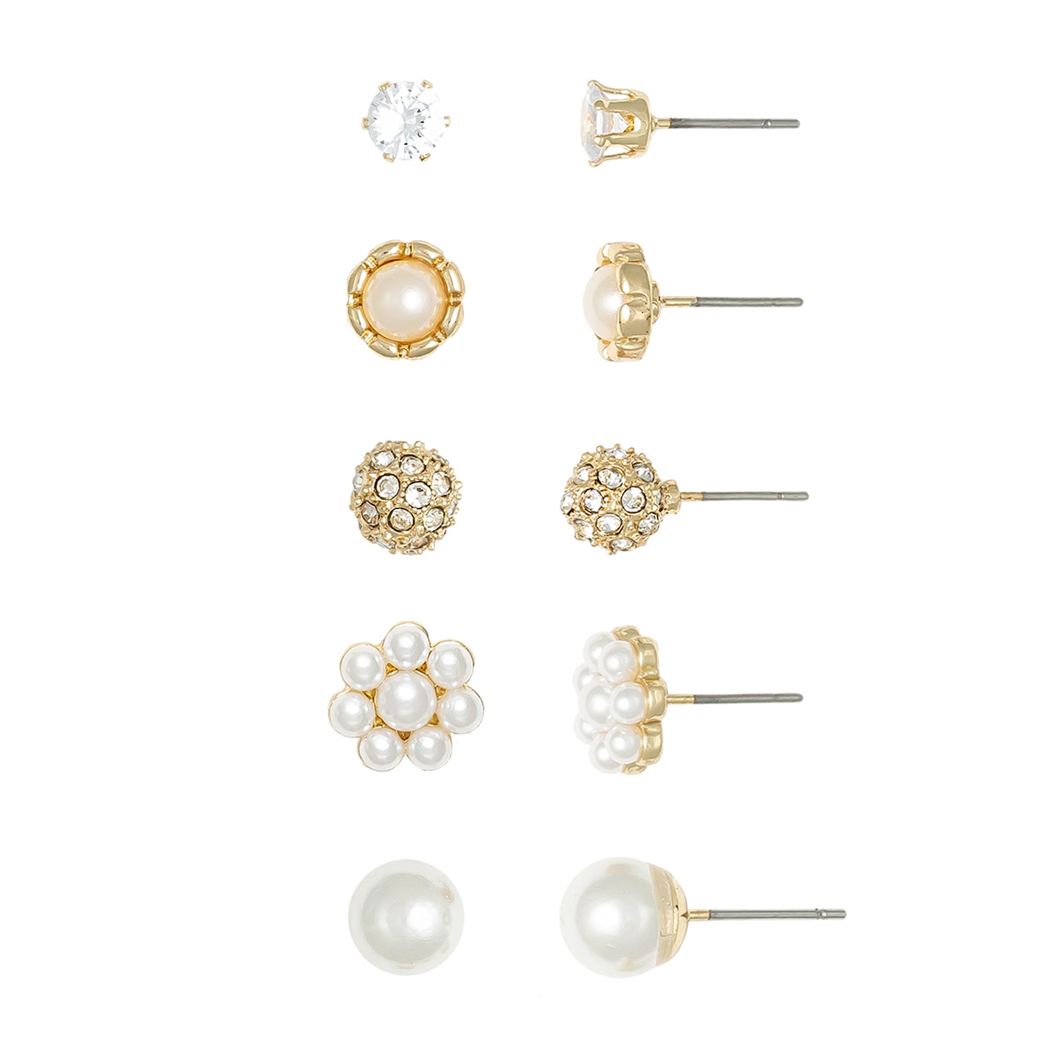 Mixit Womens Hypoallergenic 5 Pair Earring Set