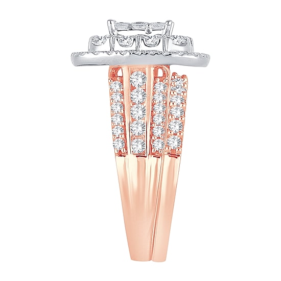 Womens 2 CT. T.W. Natural White Diamond 10K Gold Cushion Halo Bridal Set