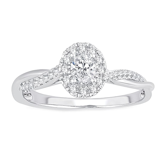 Womens 1/3 CT. T.W. Natural White Diamond 10K Gold Oval Engagement Ring