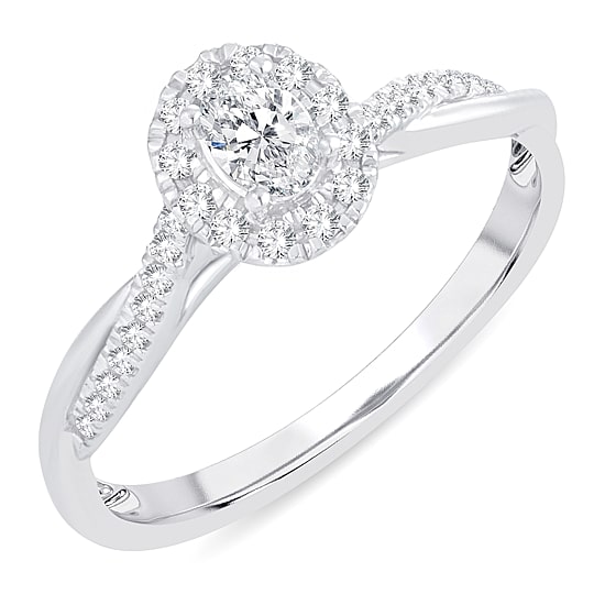 Womens 1/3 CT. T.W. Natural White Diamond 10K Gold Oval Engagement Ring