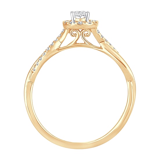 Womens 1/3 CT. T.W. Natural White Diamond 10K Gold Oval Engagement Ring