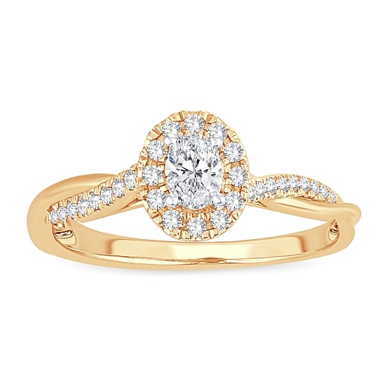 Womens 1/3 CT. T.W. Natural White Diamond 10K Gold Oval Engagement Ring