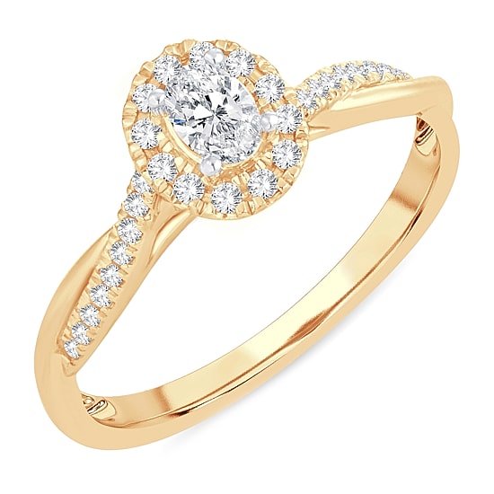 Womens 1/3 CT. T.W. Natural White Diamond 10K Gold Oval Engagement Ring