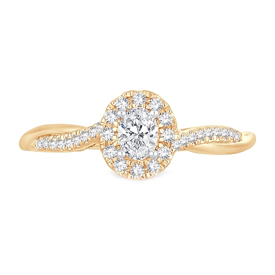 Womens 1/3 CT. T.W. Natural White Diamond 10K Gold Oval Engagement Ring
