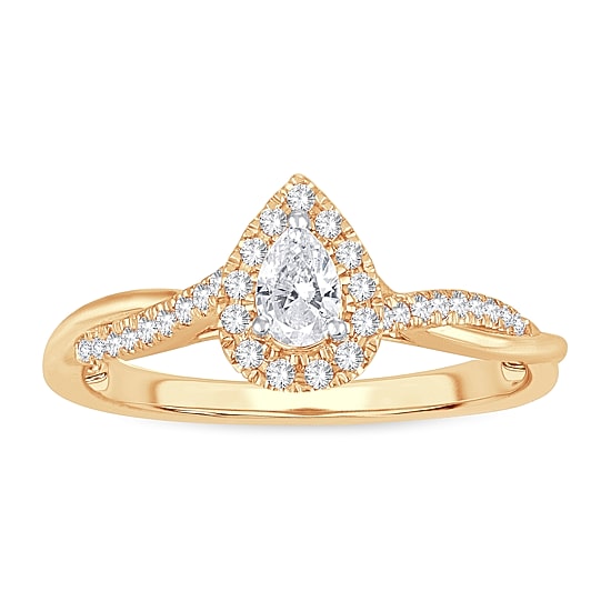 Womens 1/3 CT. T.W. Natural White Diamond 10K Gold Pear Engagement Ring