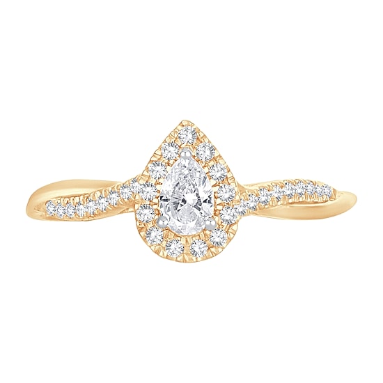Womens 1/3 CT. T.W. Natural White Diamond 10K Gold Pear Engagement Ring