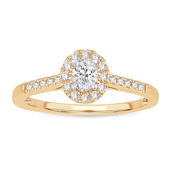 Womens 1/3 CT. T.W. Natural White Diamond 10K Gold Oval Engagement Ring