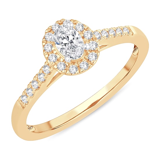 Womens 1/3 CT. T.W. Natural White Diamond 10K Gold Oval Engagement Ring