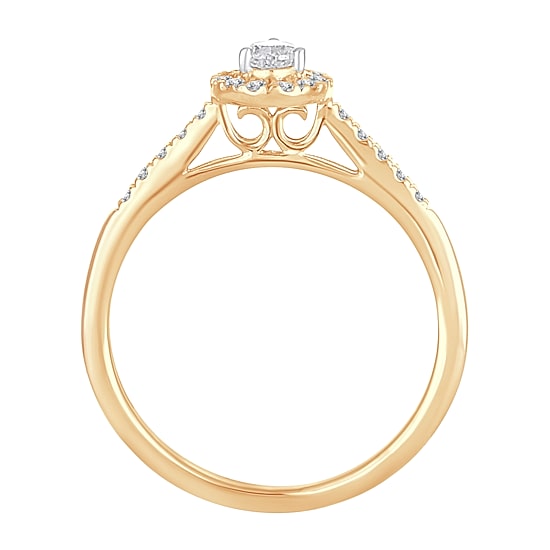 Womens 1/3 CT. T.W. Natural White Diamond 10K Gold Pear Engagement Ring