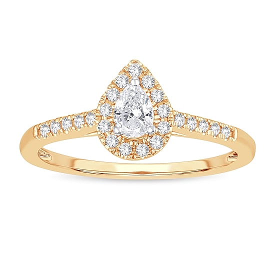 Womens 1/3 CT. T.W. Natural White Diamond 10K Gold Pear Engagement Ring