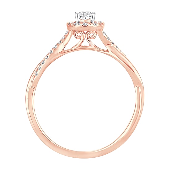 Womens 1/3 CT. T.W. Natural White Diamond 10K Gold Oval Engagement Ring