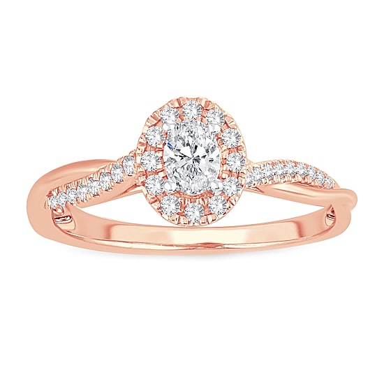 Womens 1/3 CT. T.W. Natural White Diamond 10K Gold Oval Engagement Ring