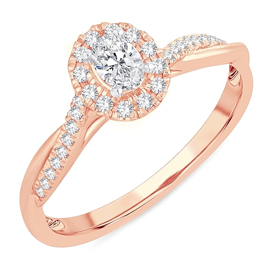 Womens 1/3 CT. T.W. Natural White Diamond 10K Gold Oval Engagement Ring