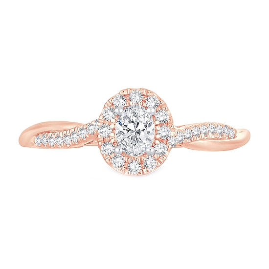 Womens 1/3 CT. T.W. Natural White Diamond 10K Gold Oval Engagement Ring