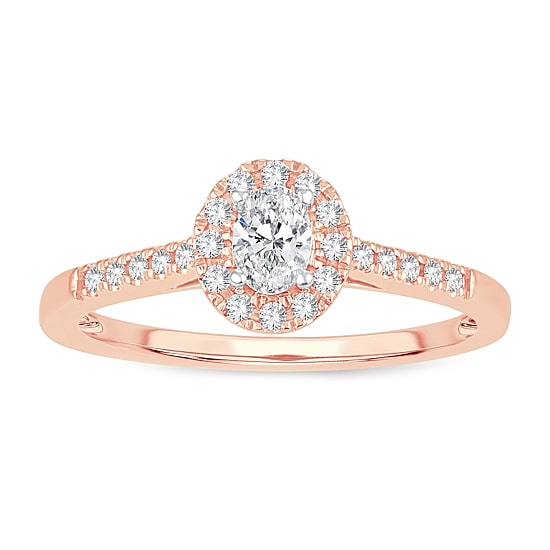 Womens 1/3 CT. T.W. Natural White Diamond 10K Gold Oval Engagement Ring