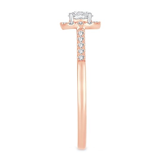 Womens 1/3 CT. T.W. Natural White Diamond 10K Gold Oval Engagement Ring