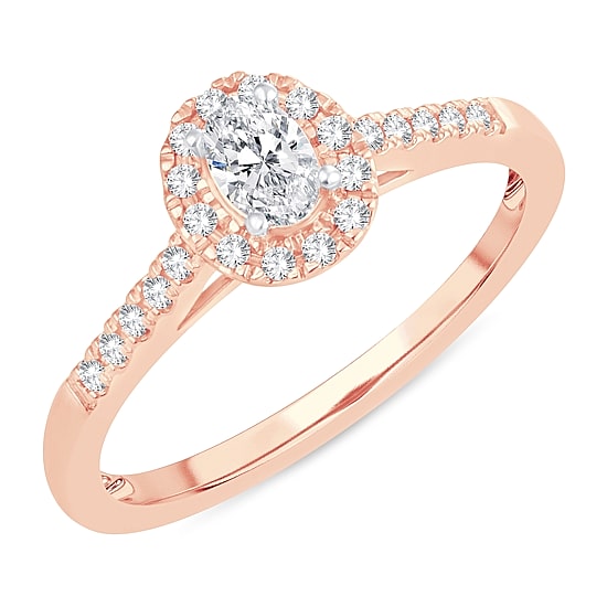 Womens 1/3 CT. T.W. Natural White Diamond 10K Gold Oval Engagement Ring