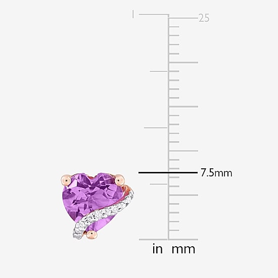 Diamond Accent Gemstone Sterling Silver 7.5mm Heart Stud Earrings