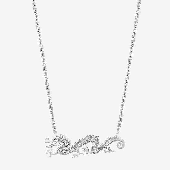 Enchanted Disney Fine Jewelry Womens 1/10 CT. T.W. Natural White Diamond Sterling Silver 18 Inch Pendant Necklace