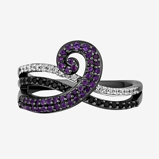 Enchanted Disney Fine Jewelry Villains Womens 1/5 CT. Genuine Purple Amethyst Sterling Silver The Little Mermaid Ursula Crossover Cocktail Ring
