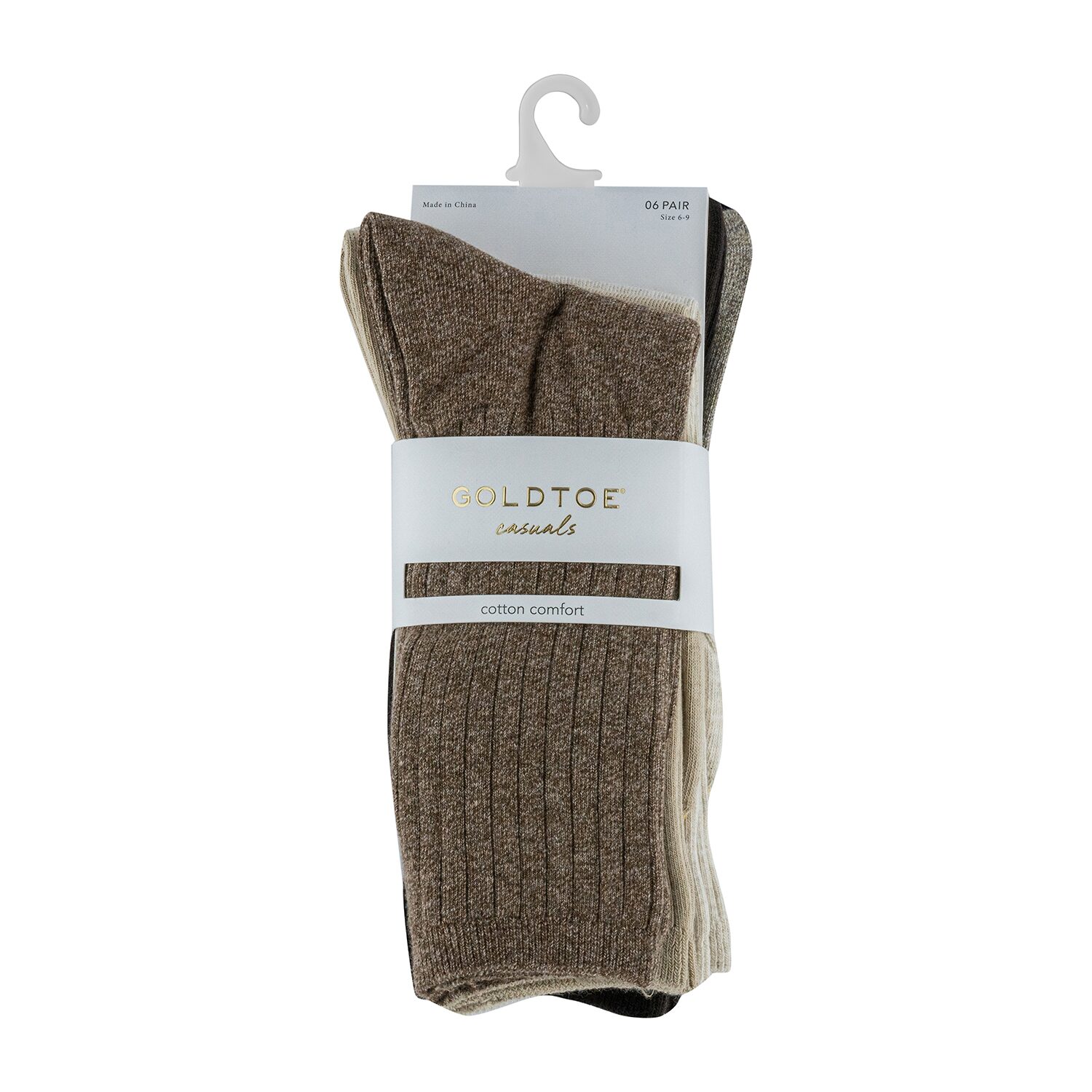 Gold Toe Ribbed Womens 6 Pair Crew Socks