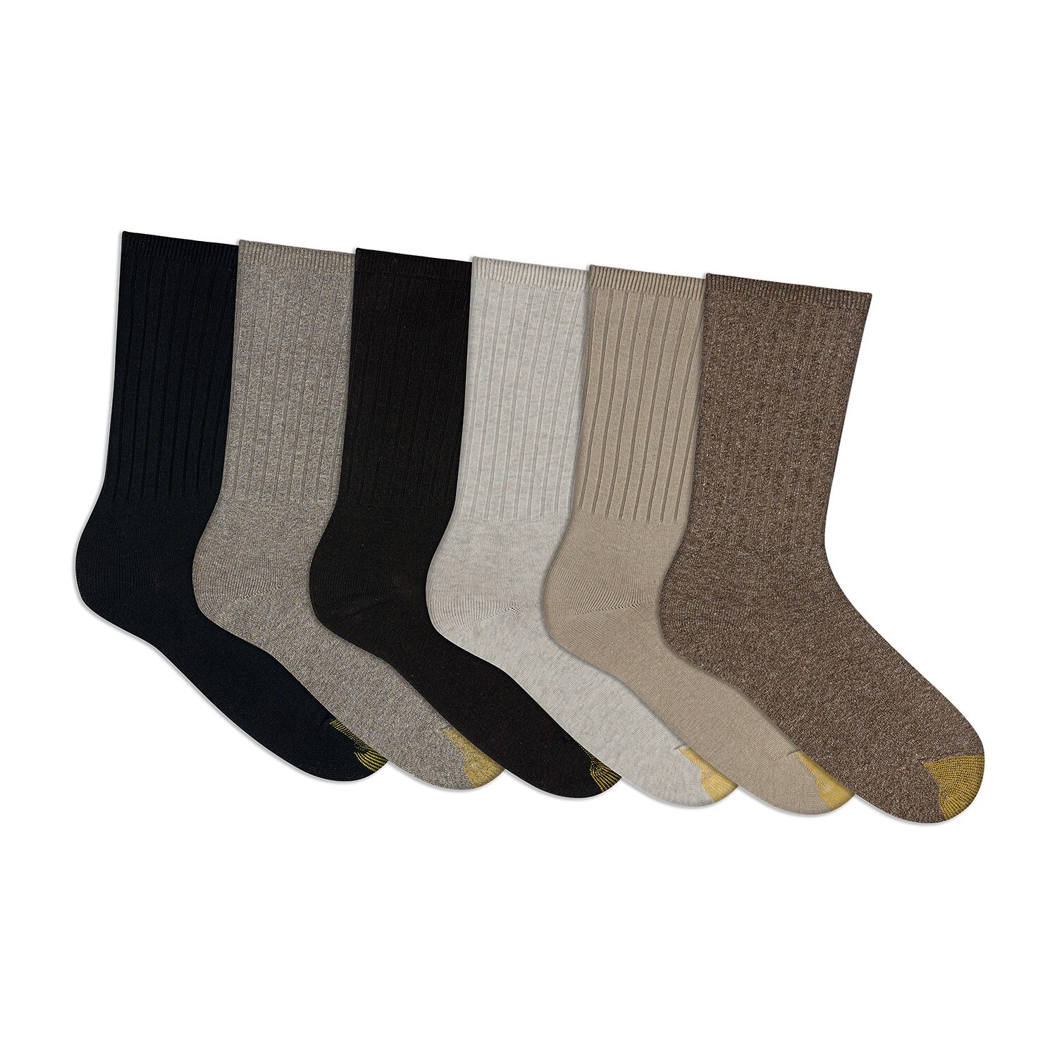Gold Toe Ribbed Womens 6 Pair Crew Socks