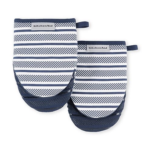 KitchenAid Albany Mini Oven Mitt 2-Pack Set, 5.5" x 8" - Ink Blue