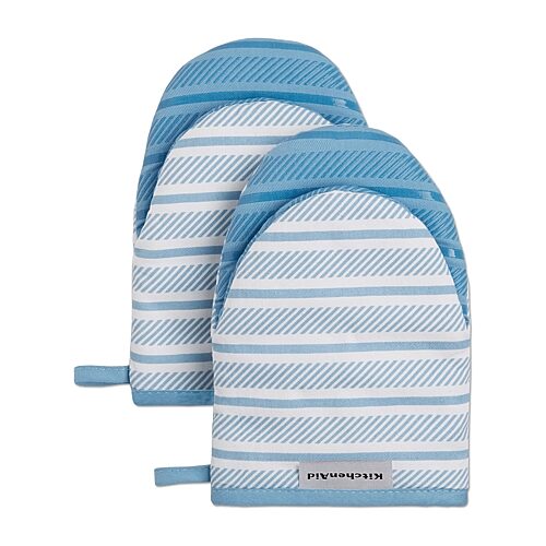 KitchenAid Albany Mini Oven Mitt 2-Pack Set, 5.5" x 8" - Blue Velvet