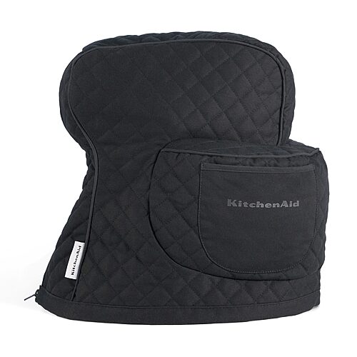 KitchenAid Fitted Tilt-Head Solid Stand Mixer Cover with Storage Pocket, Quilted, 14.37" x 18" x 10" - Quilted Onyx Black