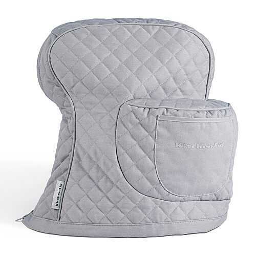 KitchenAid Fitted Tilt-Head Solid Stand Mixer Cover with Storage Pocket, Quilted, 14.37" x 18" x 10" - Quilted Gray