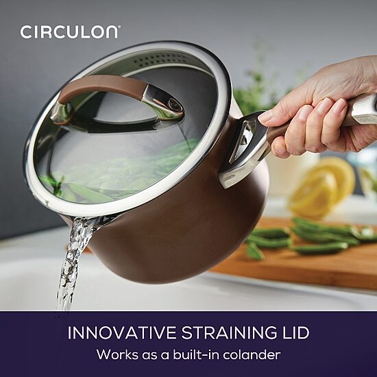 Circulon Symmetry Hard Anodized 3.5-qt. Straining Sauce Pan