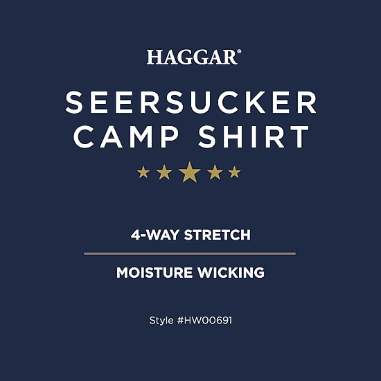Haggar Performance Seersucker Mens Short Sleeve Slim Fit Button-Down Shirt