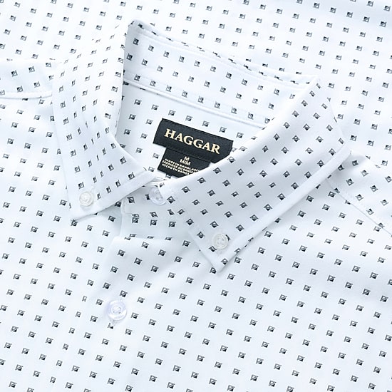 Haggar Performance Seersucker Mens Short Sleeve Slim Fit Button-Down Shirt