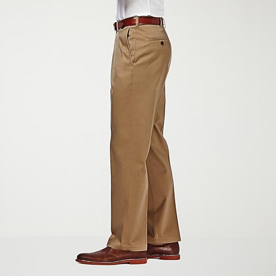 Haggar Premium No Iron Khaki Mens Classic Fit Flat Front Pant