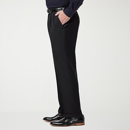 Haggar Premium Comfort Mens Cuffed Classic Fit Dress Pleated Pant